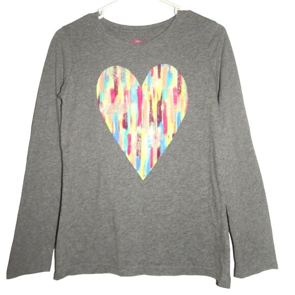 CIRCO girls x-large 14/16 grey multicolored heart graphic long sleeve - Picture 1 of 10